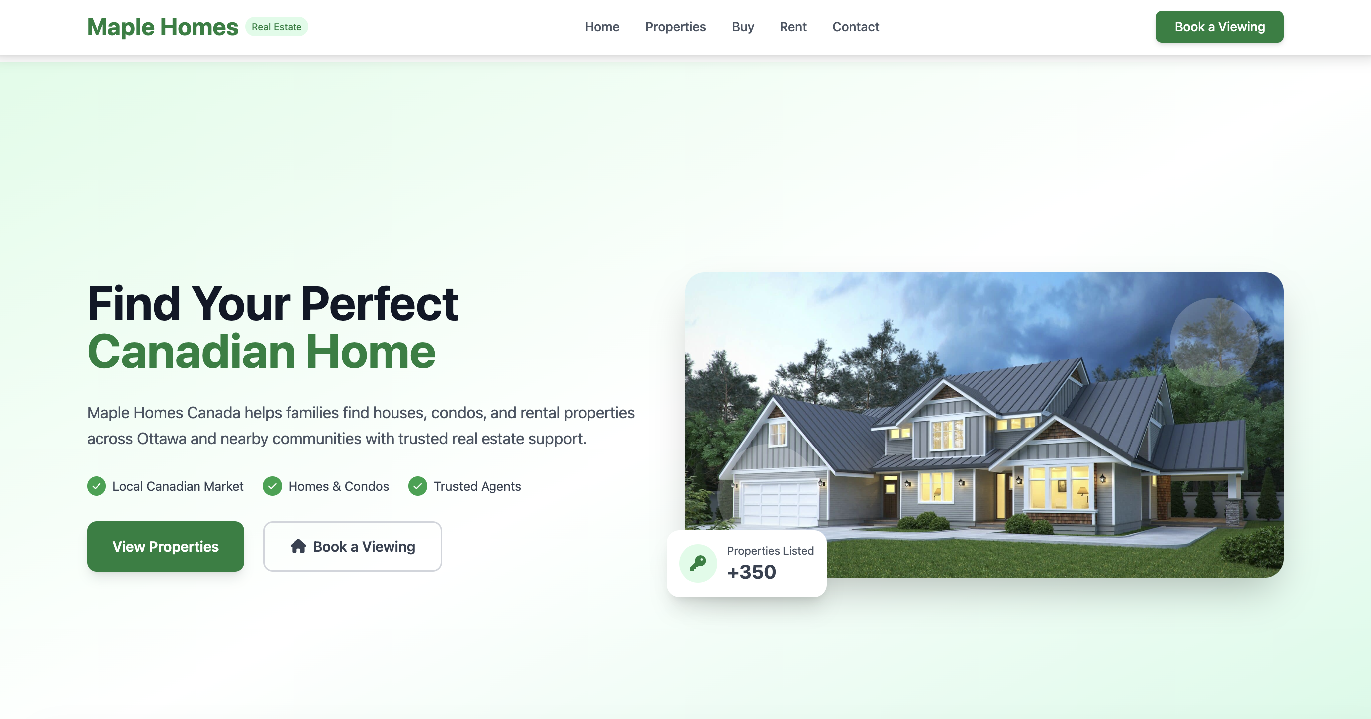 Maple Homes homepage